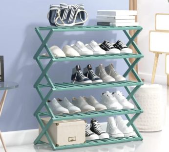 Foldable bamboo shoe rack stand